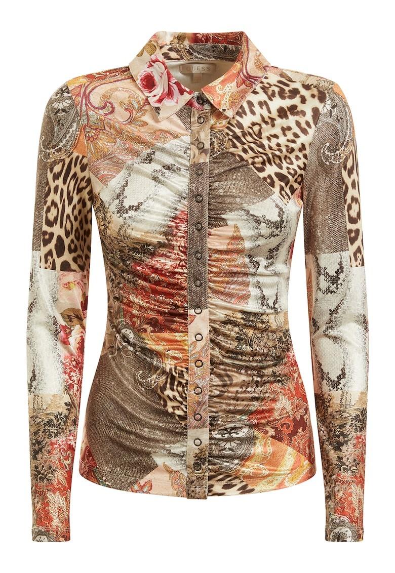 Image of GUESS W2BP43 P146 LS SHIRRED SNAP MILA 