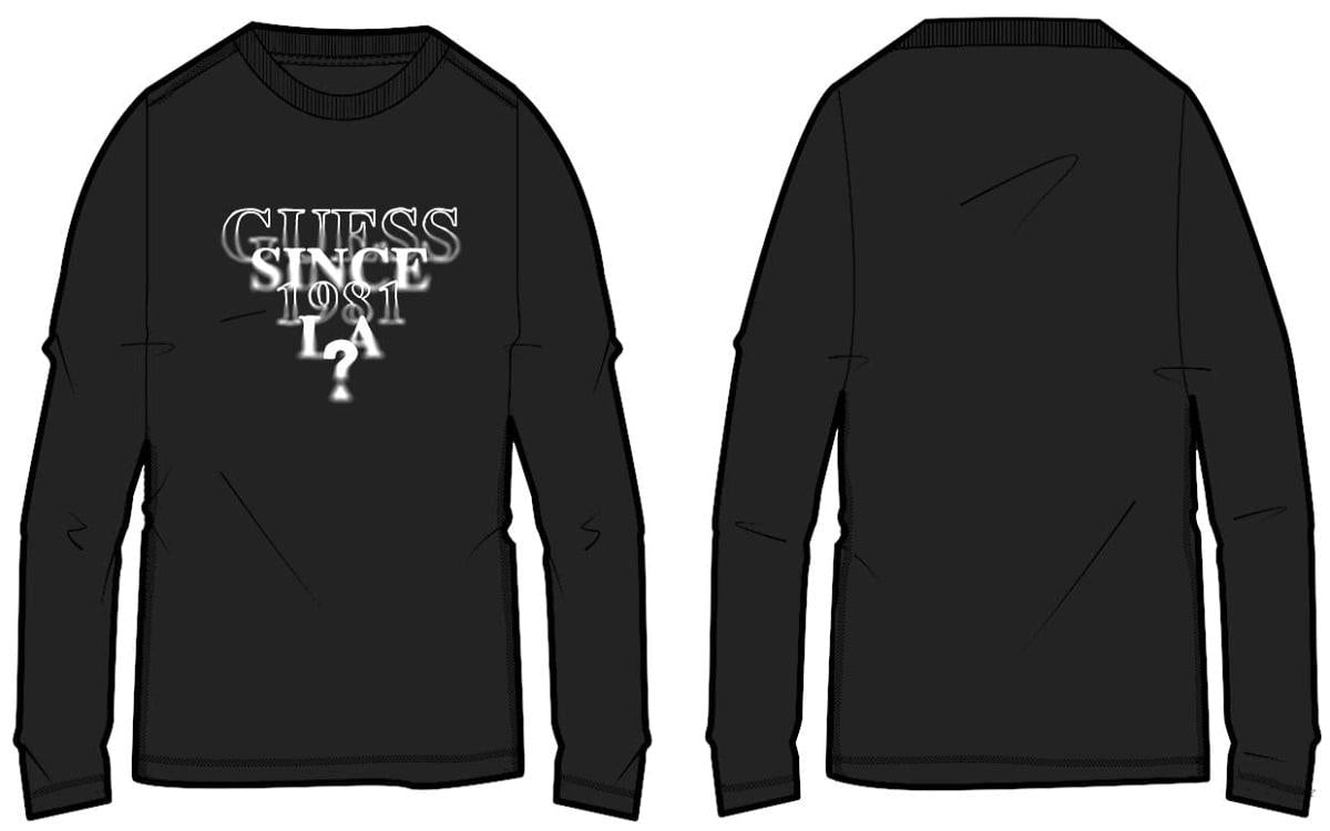 Image of GUESS M2YI45 JBLK BLURRY CN LS TEE 